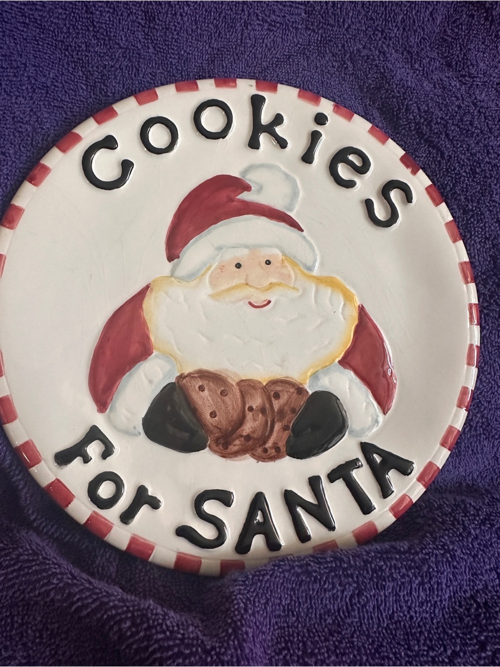Cookies for Santa Ceramic Plate - Red and White Holiday Dinnerware